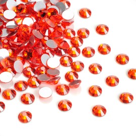 PLMHU 720pcs Flat Back Rhinestones Glitter Round Crystal Gems Glass Rhinestones for Crafts Nail Art Clothes Shoes DIY Decorations, Orange, SS20, 4.6-4.8mm