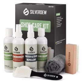 SILVERDEW 7PCS Shoe Cleaning Kit, 2 Bottles Shoe Cleaner, Deodorizer, Protector Waterproof