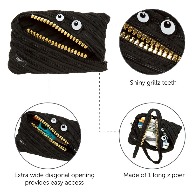 ZIPIT Grillz Large Pencil Case, Holds Up to 60 Pens,