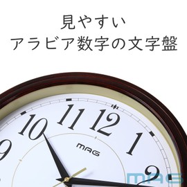 MAG W-772BR-Z Analog Wall Clock, Tachibana, Silent, Continuous Second Hand, Wood Grain Style, Brown