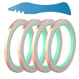 4 Rolls Double-Sided Copper Foil Tape for Stained Glass, 0.22Inch x 22Yards Copper Tape Conductive Adhesive for Stain Glass