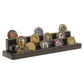 Coin Holder Solid Wood Coin Holder - Display Stand for 15-18 Coins, 4 Rows Medal Holder - Coin Collector Coin Holder with Tilt, Military Coin Sorter, Table Decoration Gift
