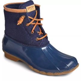 Sperry Women's Saltwater Emboss Wool Rain Boot, Navy, 6 Sz_6_Navy