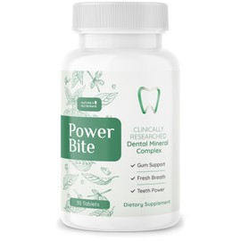 PowerBite Tablets – Mineral Complex with Calcium, Xylitol, Myrrh & Clove Oil – Natural Chewable Formula – Made in USA, Non-GMO, GMP Certified – 30 Tablets – 1 Month Supply