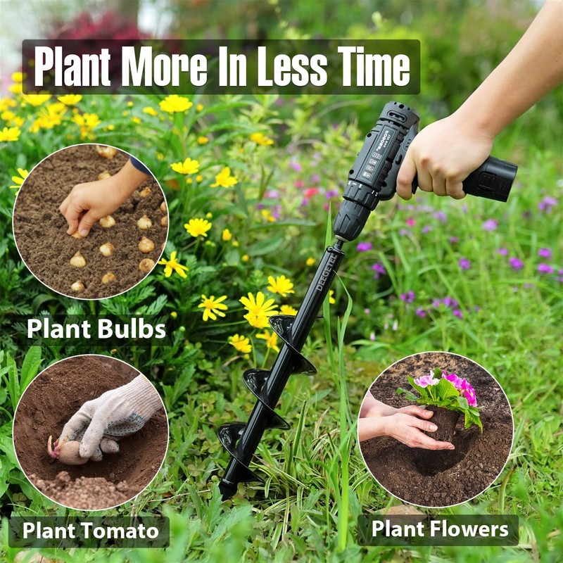 DEEGETEL Auger Drill Bit for Planting 4 Pack, Garden Ground