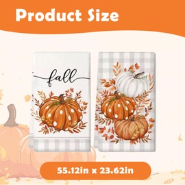 Ewlpi 2Pcs Autumn Decorations Tea Towel,40 * 60CM Fall Decor Eukalyptus Leaves Pumpkins Autumn Decor Kitchen Towels Dish Towel Multi-Purpose Fall Decoration Hand Towels for Kitchen Bar