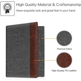 FINTIE Passport Holder Travel Wallet RFID Blocking PU Leather Card Case Cover, Denim Charcoal Brown