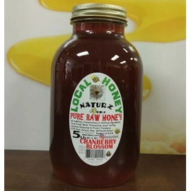 NATURZ BEEZ RAW HONEY CRANBERRY BLOSSOM 5 LBS 100% PURE RAW UNFILTERED HONEY In Glass 5LB