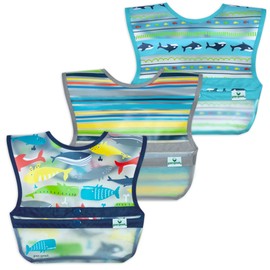 Green Sprouts Snap & Go Wipe-Off Bibs (3 Pack) 9-18M - Whales