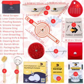 Set of 2 Bread Proofing Baskets, 9-inch Round Banneton Basket, Natural Rattan Artisan Bread Proving Bowls, Sourdough Bread Baking Supplies Tool, Dough Fermentation Bowls, Bread Making Kit Gift Set