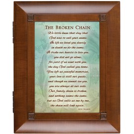 Cottage Garden The Broken Chain Will Link Again Woodgrain Bereavement Remembrance Keepsake Box with Comfort Cards