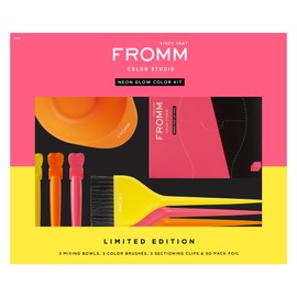 Fromm Color Studio Professional Hair Dye Coloring Kit for Hair Stylist in Neon Glow, 10-piece set - Includes Foils, Bowls, Brushes and Clips