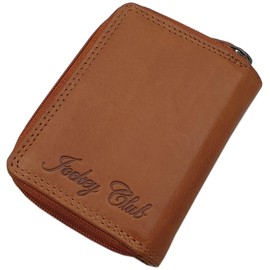 myledershop Small Cowhide Leather Wallet with Butterfly Motif and RFID & NFC Protection, Cognac, standard size, Modern