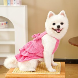Paquete de 2 vestidos para perros pequeños y niñas, ropa verde y rosa para perro sin mangas con decoración de lazo, lindos vestidos de verano para gatos solo, ropa de Chihuahua Yorkie para boda y