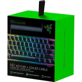 Razer PBT Keycap Upgrade Set with Coiled Cable - Backlight Compatible (Superior PBT Shine Resistant Material, Doubleshot Molding with Ultra Thin Font, Coiled Cable) Black | US Layout