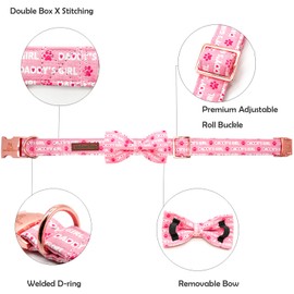 Lionheart Glory Bow Collar for Valentine's Day and Spring - Large Dog Collar With Bowtie, Pink Pet Collar