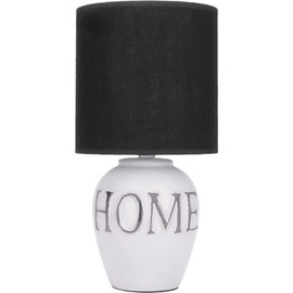 BRUBAKER Table or Bedside Lamp Home - Table Lamp with Ceramic Base and Fabric Shade - 32.5 cm Height, White / Grey