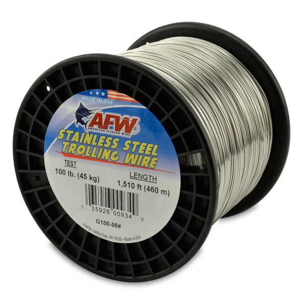 American Fishing Wire Stainless Steel Trolling Wire, 100-Pound Test/0.89mm Dia/460m