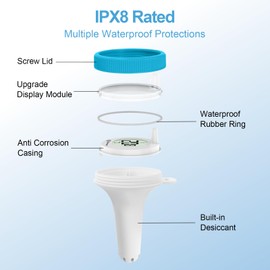 Pavlleen Wireless Pool Thermometer, Digital Indoor Temperature Receiver, Wireless Floating Digital Pool Thermometer, Waterproof Pool Thermometer, Floating Ideal for Spa, Whirlpool and Aquarium