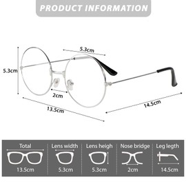 BHGT Santa Claus Glasses Round Retro 60s 70s Hippie Glasses Party Glasses Santa Claus Christmas Costume Accessories for Carnival Fancy Dress Theme Party (Silver)