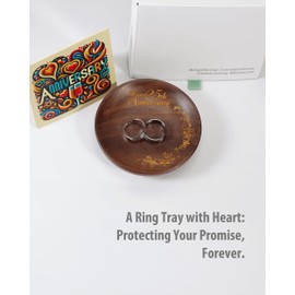 LerchPhi 25th Wedding Anniversary Wood Jewelry Tray– 4 In., Elegant Gift for Couples & Husband, Cherished Mr and Mrs Ring Dish & Key Tray; Ideal for 25th Wedding Anniversary Celebration Decorations