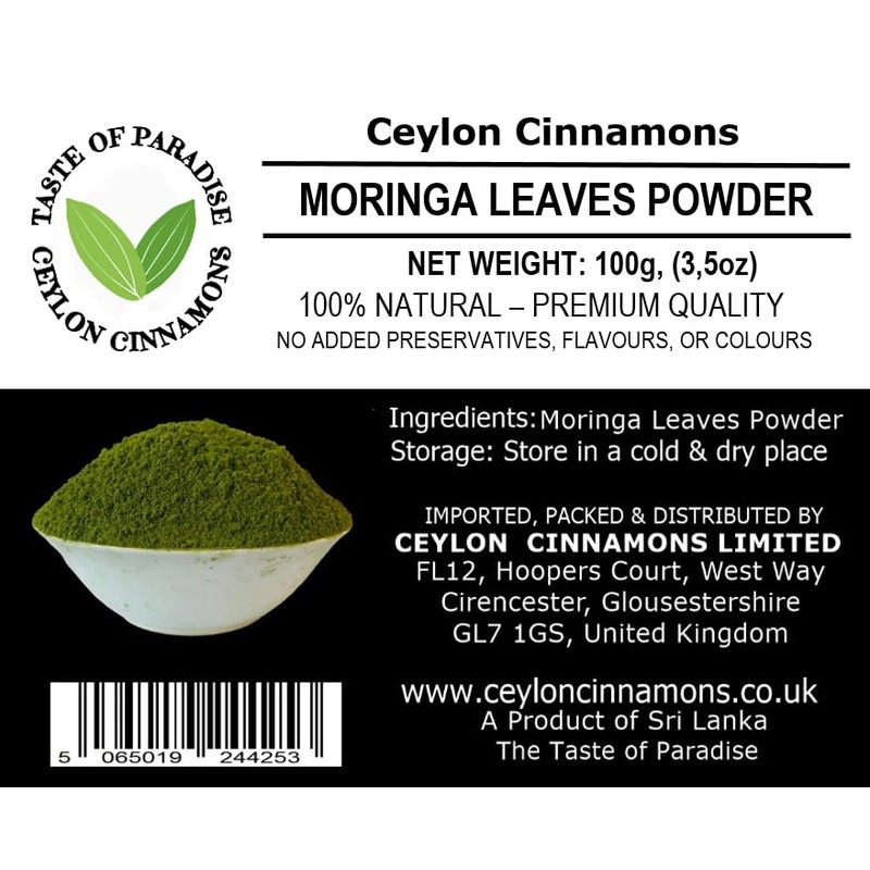 Dried Moringa Leaves Powder, 100g / 3.5oz Premium Quality, Green