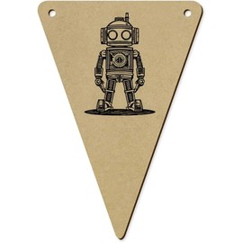 5 x 140mm 'Clockwork Steampunk Robot' Wooden Bunting Flags (BN00080848)
