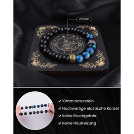 YELUWA Geschenke für Männer Armband Natursteine Mann Idee Original Geschenk Jungen Geschenke Weihnachten Mann Armband Geschenk für Ehemann Vater Bruder Freund Geburtstagsgeschenk für Männer Blaues
