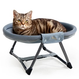 KITTY KINGDOM Elevated Cat Hammock Bed, Foldable No-Assembly Cat Bed with Breathable Mesh for Indoors and Outdoors Use, Lightweight Raised Pet Bed for Cats and Small Dogs