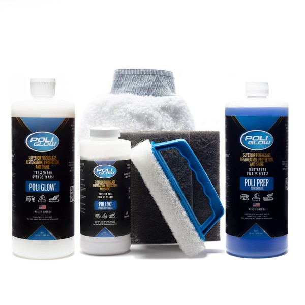 Poli Glow Deluxe Kit — Complete Fiberglass Restorer. for Boats and RVs and More. Eliminates Tough Stains and Oxidation. Everything Needed for a 25-Foot Boat or RV.
