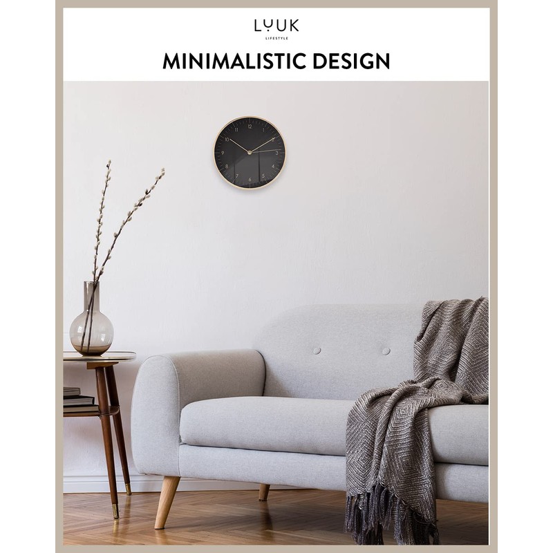 LUUK LIFESTYLE Modern wall clock with silent movement and no