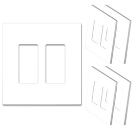 [5 Pack] NEU 2-Gang Screwless Oversize Decorator Wall Plates Child Safe Outlet Cover, 5.3" x 5.5", Unbreakable Polycarbonate Thermoplastic, Glossy White