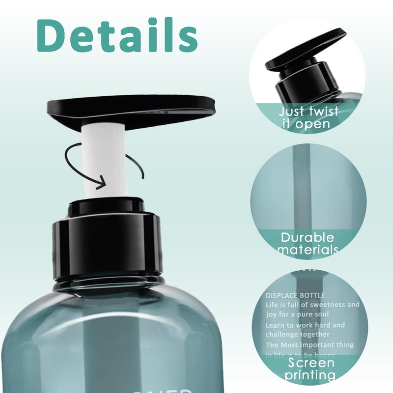 3Pcs Shampoo and Conditioner Dispenser, Shampoo Bottles, Refillable Shampoo and