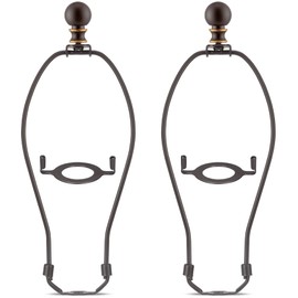 Bronze Lamp Shade Holder with Finials - 10 Inch, Set of 2, Standard Saddle, E26 Adapter, Lamp Hardware and Accessories