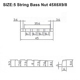 Miwayer 4/5/6 String Electric Bass Bone Bridge Nut Flat Bottom Pre-Slotted Made of Real Bone (5S 45X6X9/8 2pack)