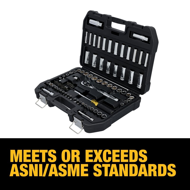 DEWALT Mechanics Tool Set, 1/4 Inch Drive, SAE/Metric Set, 84