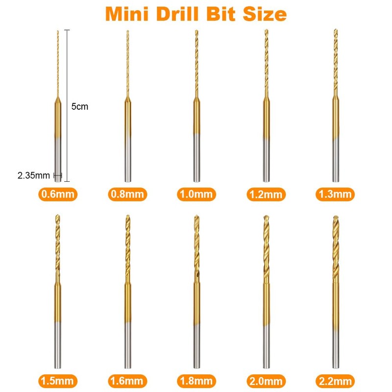 Ainiv 10Pcs Mini Twist Drill Bit Set, Micro Engraving Drill