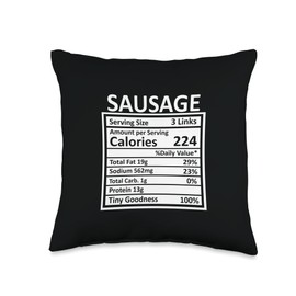 Nutritional Facts Labels Thanksgiving Gifts Store Thanksgiving Christmas Funny Sausage Nutrition Facts Throw Pillow, 16x16, Multicolor