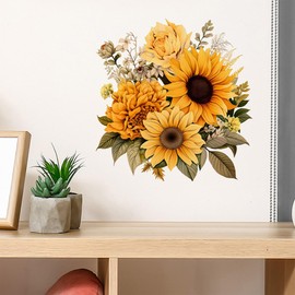 MAIGO 4PCS Sunflower Stickers - Sunflowers,29 CM X 29CM Flower Wall Stickers,Sunflowers Butterfly Wall Stickers,Flower Wall Decals Bedroom Living Room Wall Decor,Living Room Background Wall Decor