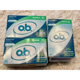 o.b. 3 Packs O.B. Applicator Free  Tampons, Super - 40 Count In Each Box Fluid Lock