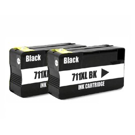 Vivid Colors Remanufactured Replacement for H 711 2 Pack Black Ink Cartridge for Printers Designjet T120 T520 Large Format Printer