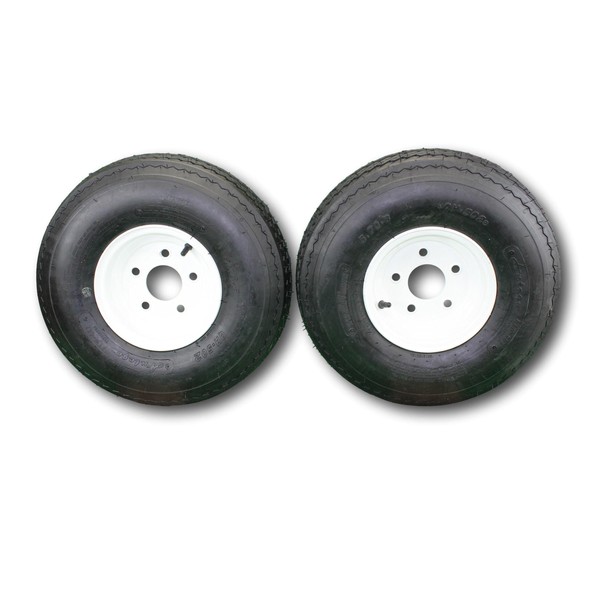 Antego (Set of 2) Trailer Tire On Rim 570-8 5.70-8 Load C 5 Lug White Wheel