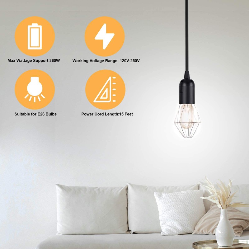 Simple Deluxe 360W 20ft Extension Hanging Lantern Pendant Light Lamp