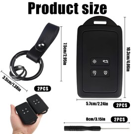 2 Stück 4-Tasten Schlüssel Silikon Schutzhüllen Schlüsselcover Autoschlüssel Hülle Hülleschlüssel Hülle Mit kleinem Schraubendreher Schlüsselanhänger Passend für Autoschlüssel Hülle Renault (Schwarz)