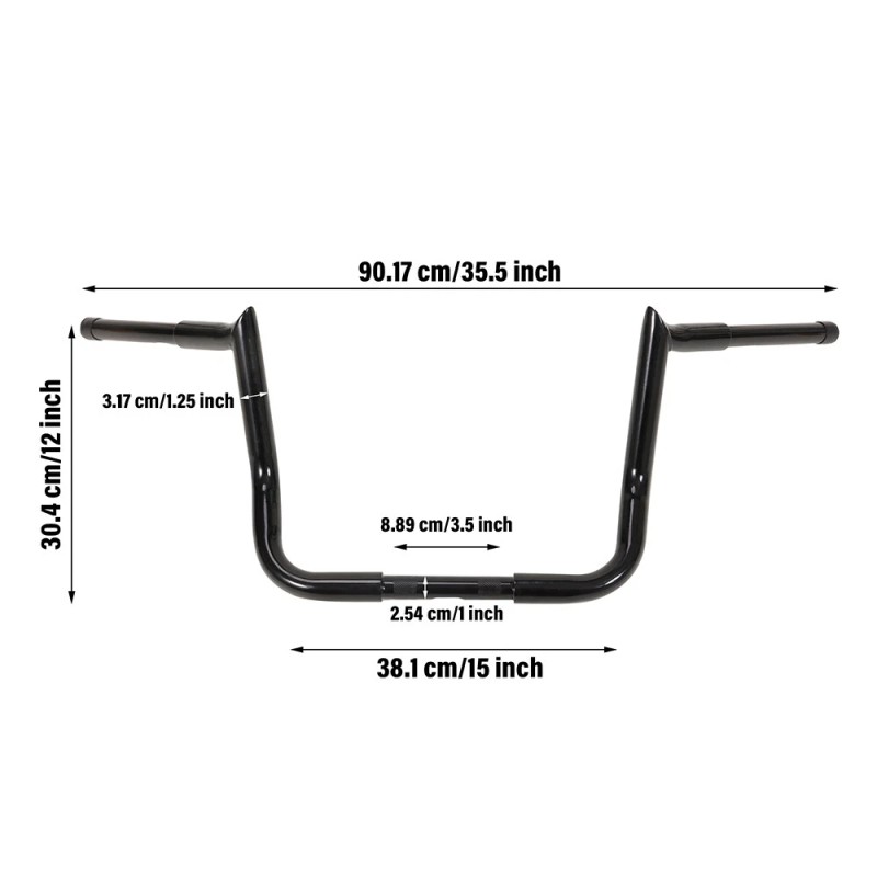 motor_parts2024 12" Hanger Bars Handlebars Black For Harley Touring Street