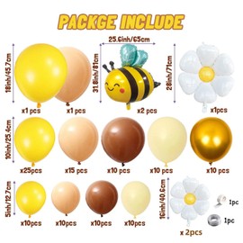 Sunshine Smil - Set di 117 ghirlande di palloncini giallo e bianco oro, decorazione per feste di compleanno