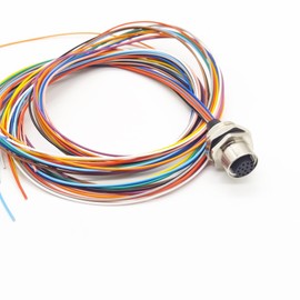 M12 12Pin Female Connector Cable,A Coded Straight Back Mount Cable 1M Waterproof Female Aviation Socket UnShielded Electrical Cable IP67 Sensor Receptacle (1Meter)