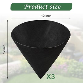 3PCS 12 Inch Cone Shaped Planter Basket Liners Fabric Hanging Plant Liners Non-Woven Planter Liners Black Felt Liners Replacement Inserts for Flower Hanging Baskets Outdoor Plants - Avoid Bird Nesting