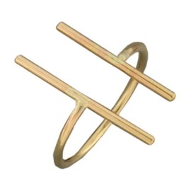 14K Gold Filled Double Bar Ring, Thumb Ring for Women Size 5 to 11 (11)