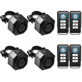 Bike Alarm, Anti-Theft Alarm, Greencycle 4 PK Bike Alarm with Remote,110dB Motorcycle Anti-Theft Security System with USB Rechargeable, 3 Volumes and Sensitivity Adjustable,IP54 Waterproof